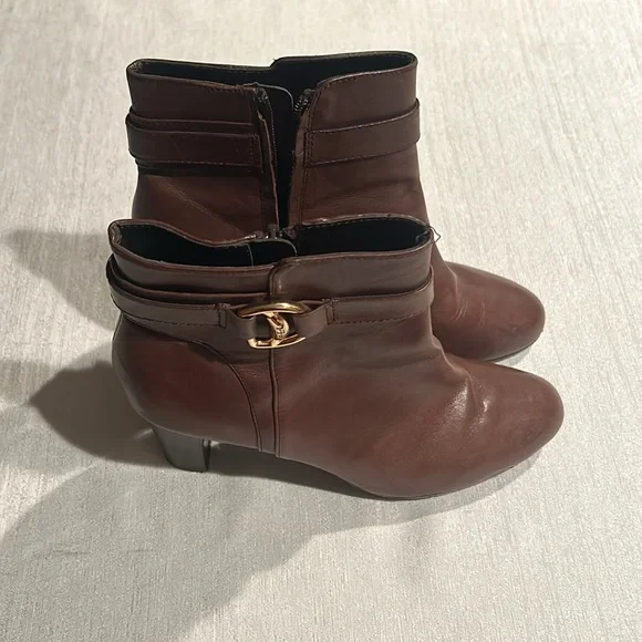 Lauren Ralph Lauren Buckle Heel Ankle Boots - Picture 3 of 10